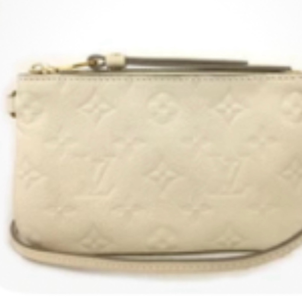 Authentic Louis Vuitton Pouchette Beige Monogram Empreinte Leather **New**